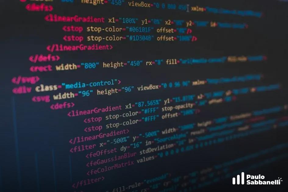 Código SVG definindo gradientes lineares e efeitos de desfoque para um ícone