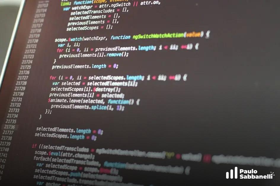 Código AngularJS desfocado com funções de escopo e observação de elementos