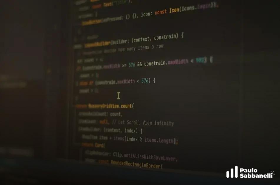 Código Dart de um app Flutter com grade de memória e itens de lista rolável