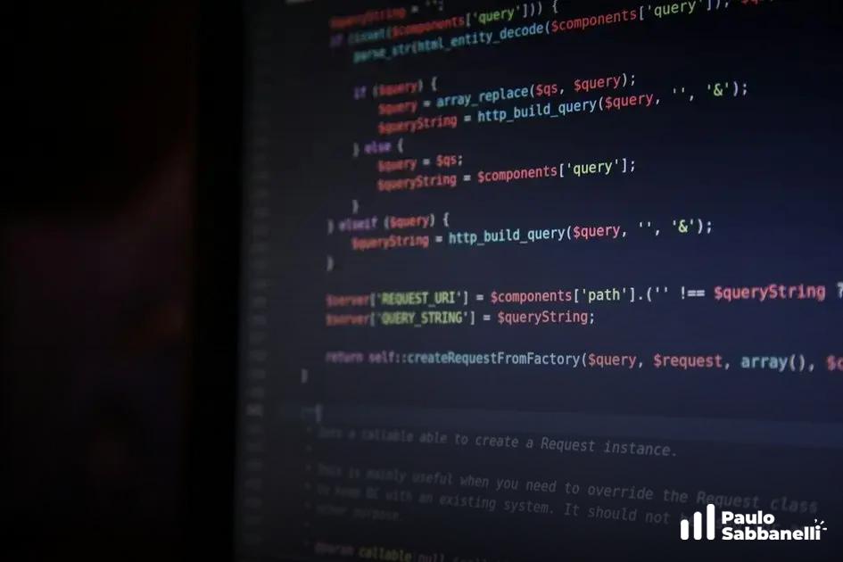 Tela escura com código PHP tratando parâmetros de URL e construção de query strings
