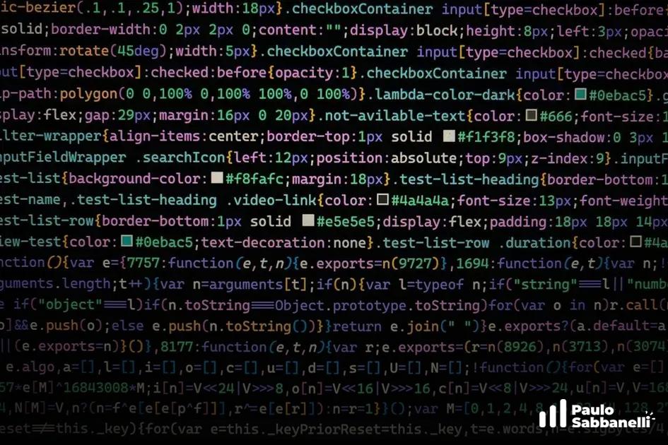 Código CSS compactado com estilos de checkbox e cores em hexadecimal, em tela escura